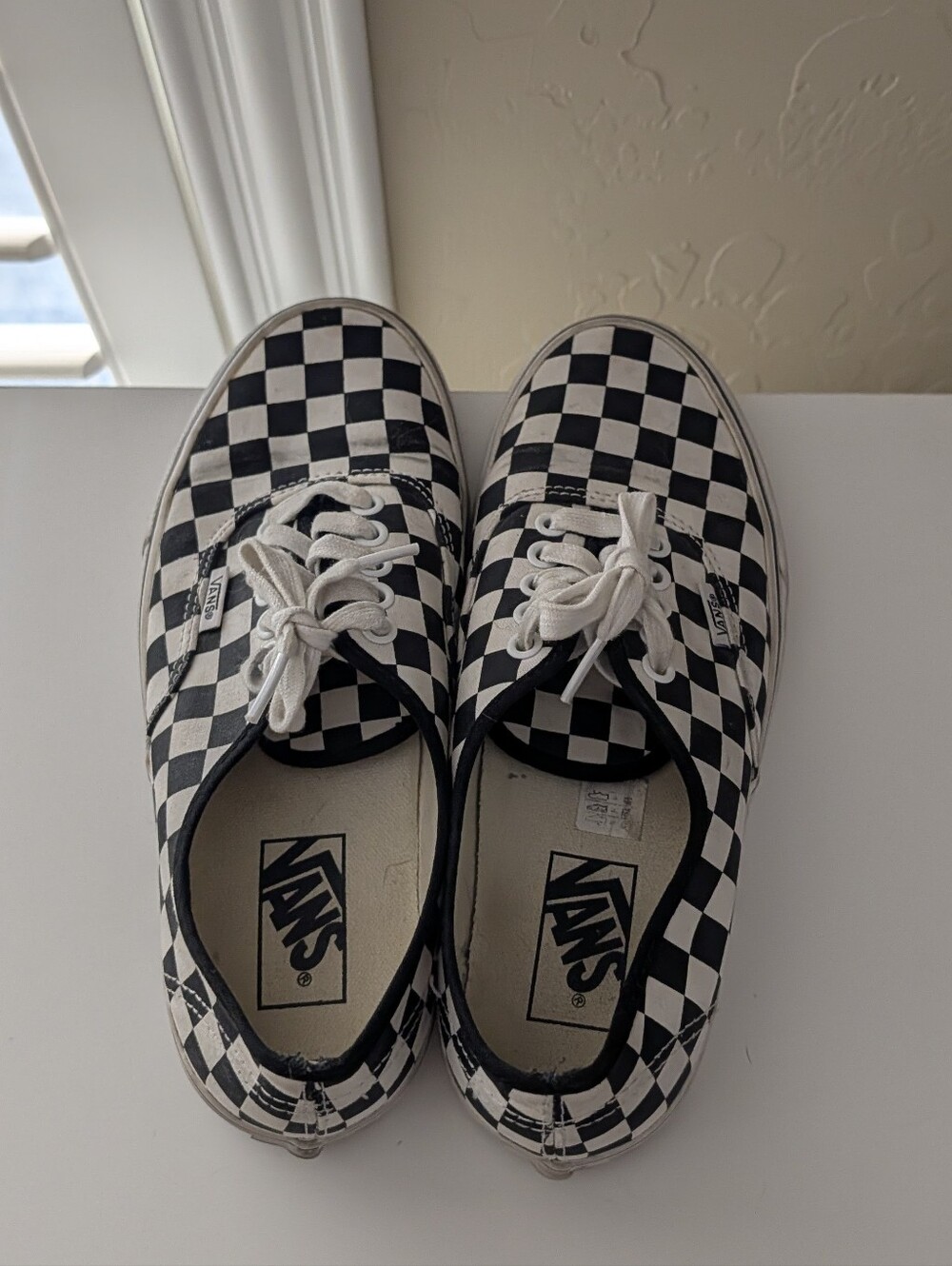 Vans Authentic Checkerboard Racing Flag White Black Sz Women's 8 Shoes - Picture 5 of 8